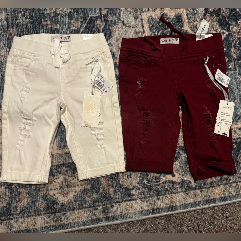2/$15- 2 pair Kid’s Distressed Stretch Bermuda Shorts